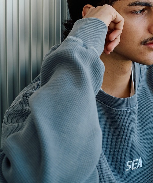 WIND AND SEA（ウィンダンシー）の「HEAVY WAFFLE L/S TEE（Tシャツ/カットソー・メンズ・カモフラージュ/サックスブルー/ブラック/グレー・LARGE/X-LARGE/MEDIUM/SMALL）」の5枚目の写真