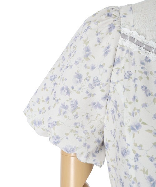 F i.n.t（フィント）の「リボンアイビーフラワー柄レースアップワンピース（ワンピース・レディース・ブラック×ブルー/アイボリー・FREE）」の11枚目の写真