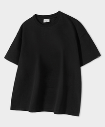 LEMAIN SECOND（リメインセカンド）の「クロップ無地オーバーサイズ半袖Tシャツ[ブラック]（Tシャツ/カットソー）」