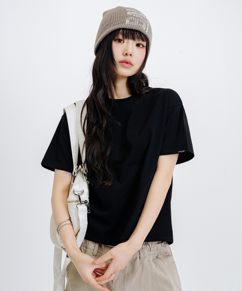 LEMAIN SECOND（リメインセカンド）の「クロップ無地オーバーサイズ半袖Tシャツ[ブラック]（Tシャツ/カットソー・レディース・その他・SMALL/MEDIUM/LARGE/X-LARGE）」の9枚目の写真