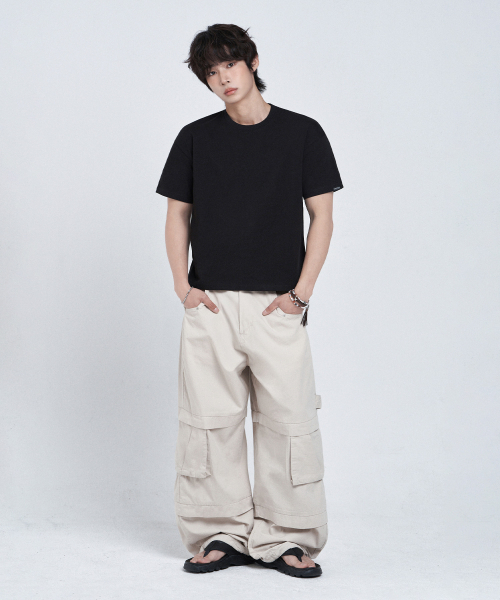 LEMAIN SECOND（リメインセカンド）の「クロップ無地オーバーサイズ半袖Tシャツ[ブラック]（Tシャツ/カットソー・レディース・その他・SMALL/MEDIUM/LARGE/X-LARGE）」の18枚目の写真
