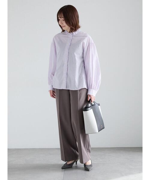 Te chichi(テチチ)の「パターンアソートスタンドフリルブラウス(シャツ/ブラウス・レディース・グリーン/ブラック/ラベンダー/オフホワイト・F)」の5枚目の写真