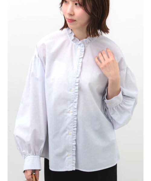 Te chichi(テチチ)の「パターンアソートスタンドフリルブラウス(シャツ/ブラウス・レディース・グリーン/ブラック/ラベンダー/オフホワイト・F)」の2枚目の写真