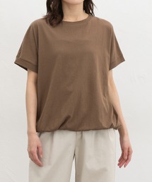 【ハニさら・接触冷感・UVカット・遮熱】裾ギャザーゆるTシャツ