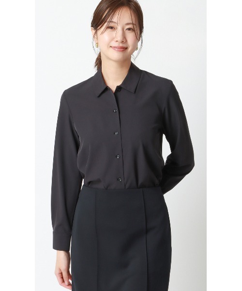 AOYAMA(アオヤマ)の「【みんなのブラウス】ゼロプレッシャーブラウス【シャツカラー】【長袖】(シャツ/ブラウス・レディース・ホワイト/ブラック・M/L)」の2枚目の写真