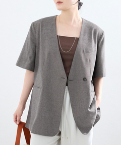 Sheer Halfsleeve Jacket（テーラードジャケット）｜anuke（アンヌーク