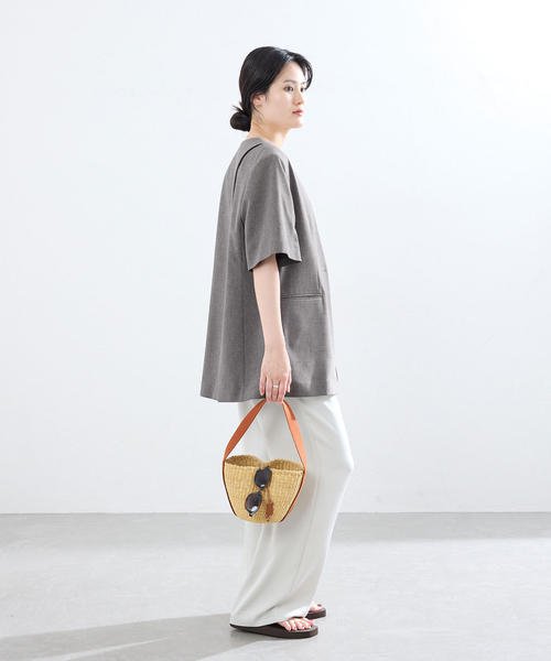 IENA(イエナ)の「《セットアップ対応》 トロピカルハーフジャケット(ノーカラージャケット・レディース・ブラウン・FREE)」の18枚目の写真