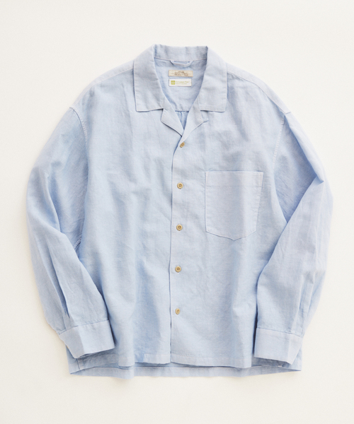 JOURNAL STANDARD relume(ジャーナルスタンダード レリューム)の「European Flax / ヨーロピアンフラックス 製品染め オープンカラーシャツ(シャツ/ブラウス・メンズ・ライトグレー/ホワイト/ピンク/ブルー系その他/イエロー・MEDIUM/LARGE)」の3枚目の写真