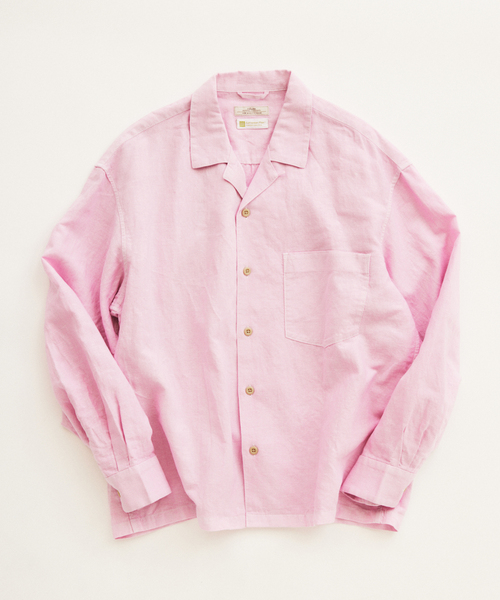 JOURNAL STANDARD relume(ジャーナルスタンダード レリューム)の「European Flax / ヨーロピアンフラックス 製品染め オープンカラーシャツ(シャツ/ブラウス・メンズ・ライトグレー/ホワイト/ピンク/ブルー系その他/イエロー・MEDIUM/LARGE)」の5枚目の写真