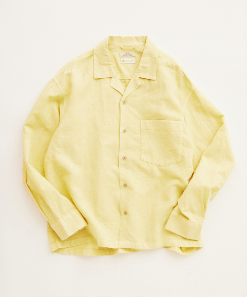 JOURNAL STANDARD relume(ジャーナルスタンダード レリューム)の「European Flax / ヨーロピアンフラックス 製品染め オープンカラーシャツ(シャツ/ブラウス・メンズ・ライトグレー/ホワイト/ピンク/ブルー系その他/イエロー・MEDIUM/LARGE)」の4枚目の写真