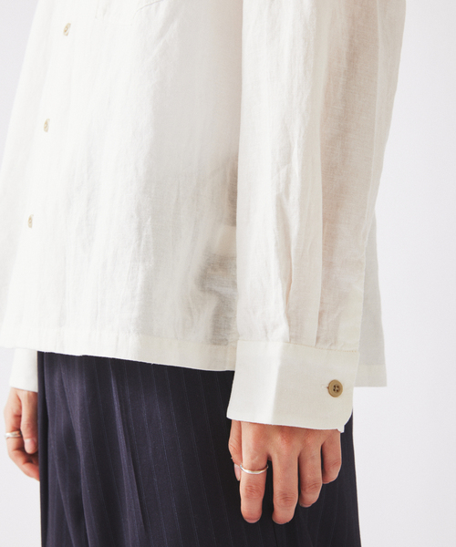 JOURNAL STANDARD relume(ジャーナルスタンダード レリューム)の「European Flax / ヨーロピアンフラックス 製品染め オープンカラーシャツ(シャツ/ブラウス・メンズ・ライトグレー/ホワイト/ピンク/ブルー系その他/イエロー・MEDIUM/LARGE)」の6枚目の写真