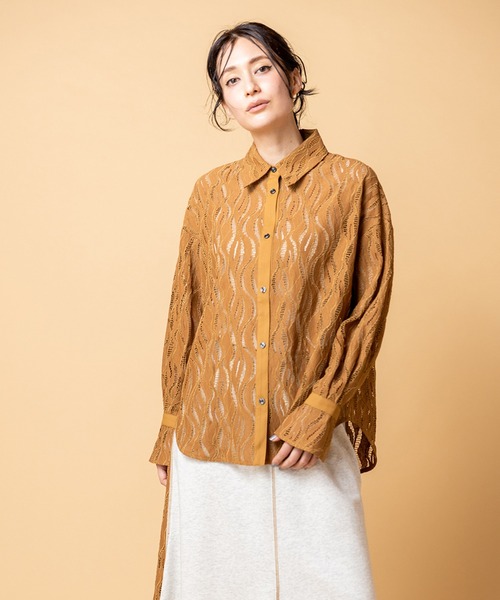 OSMOSIS(オズモーシス)の「レースブラウス(シャツ/ブラウス・レディース・アイボリー/ネイビー/ブラック/キャメル・ONE SIZE)」の4枚目の写真