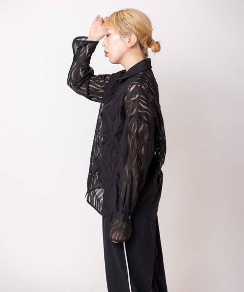 OSMOSIS(オズモーシス)の「レースブラウス(シャツ/ブラウス・レディース・アイボリー/ネイビー/ブラック/キャメル・ONE SIZE)」の5枚目の写真