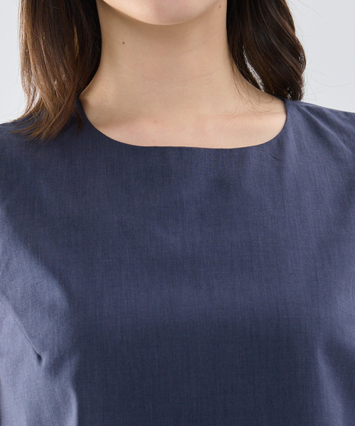 NARACAMICIE(ナラカミーチェ)の「【NARACAMICIE】ポリ麻ノースリーブ(シャツ/ブラウス・レディース・ネイビー/ブラウン・M)」の6枚目の写真