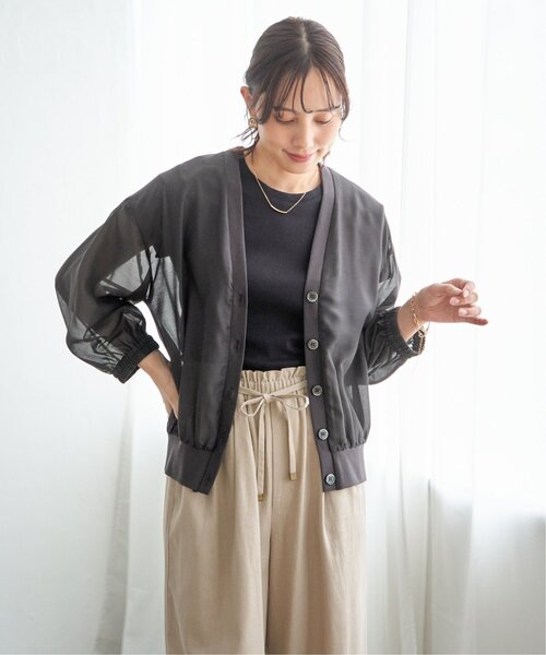 ikka（イッカ）の「シアー9分袖カーデブルゾン（ブルゾン・レディース・チャコール/アイボリー・L/M/S）」の10枚目の写真