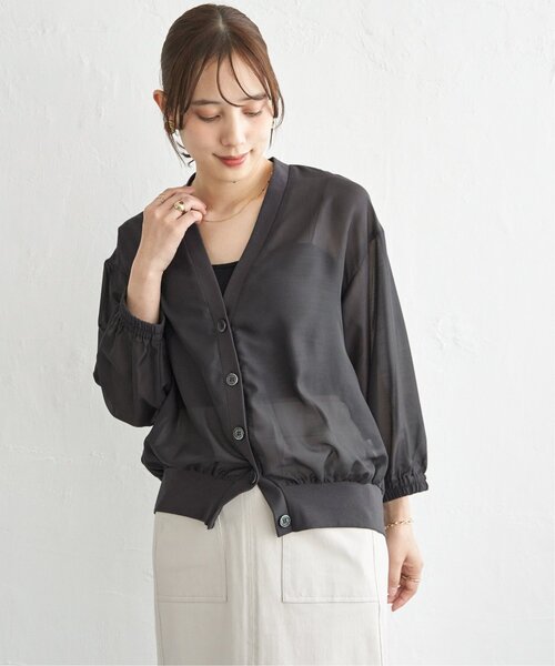 ikka（イッカ）の「シアー9分袖カーデブルゾン（ブルゾン・レディース・チャコール/アイボリー・L/M/S）」の15枚目の写真