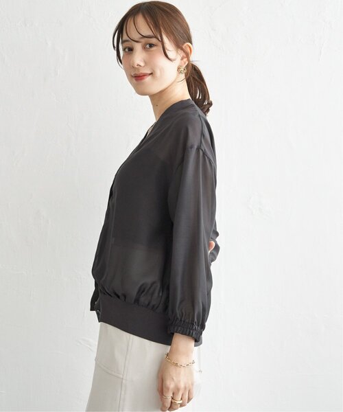 ikka（イッカ）の「シアー9分袖カーデブルゾン（ブルゾン・レディース・チャコール/アイボリー・L/M/S）」の17枚目の写真