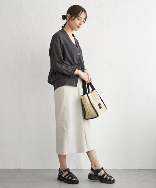 ikka（イッカ）の「シアー9分袖カーデブルゾン（ブルゾン・レディース・チャコール/アイボリー・L/M/S）」の18枚目の写真