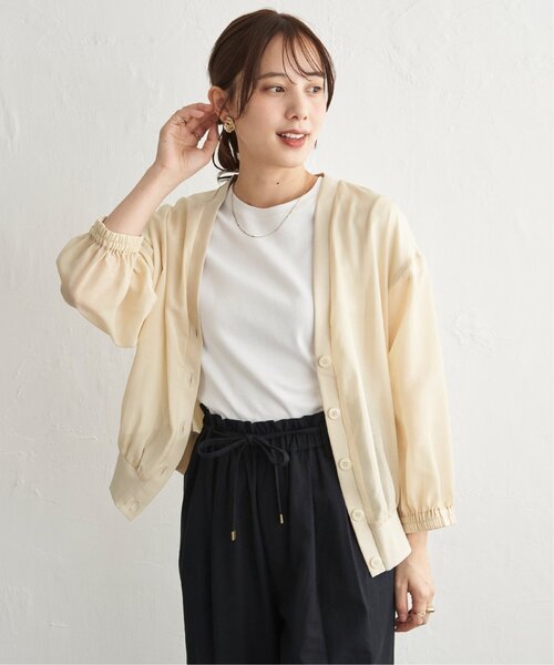 ikka（イッカ）の「シアー9分袖カーデブルゾン（ブルゾン・レディース・チャコール/アイボリー・L/M/S）」の20枚目の写真