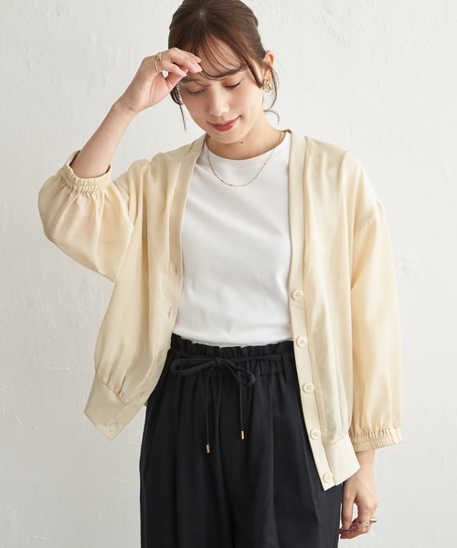 ikka（イッカ）の「シアー9分袖カーデブルゾン（ブルゾン・レディース・チャコール/アイボリー・L/M/S）」の9枚目の写真