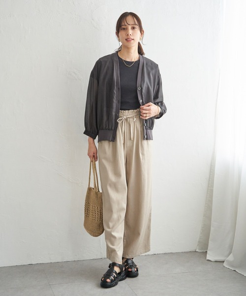 ikka（イッカ）の「シアー9分袖カーデブルゾン（ブルゾン・レディース・チャコール/アイボリー・L/M/S）」の4枚目の写真