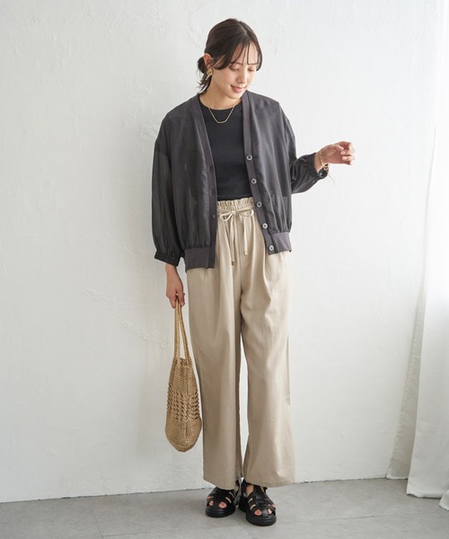 ikka（イッカ）の「シアー9分袖カーデブルゾン（ブルゾン・レディース・チャコール/アイボリー・L/M/S）」の5枚目の写真