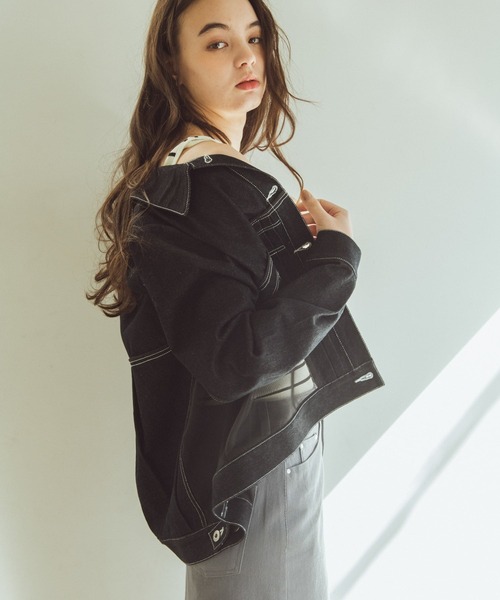 Three Four Time（ｽﾘｰﾌｫｰﾀｲﾑ）の「シアードッキングデニムブルゾン（ブルゾン・レディース・ブルー・FREE）」の2枚目の写真