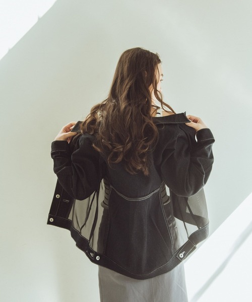 Three Four Time（ｽﾘｰﾌｫｰﾀｲﾑ）の「シアードッキングデニムブルゾン（ブルゾン・レディース・ブルー・FREE）」の5枚目の写真