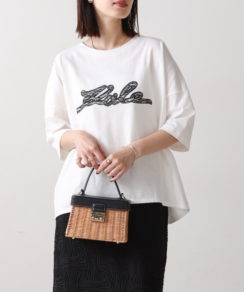 Bou Jeloud(ブージュルード)の「レースロゴTee(Tシャツ/カットソー・レディース・オフホワイト・FREE)」の1枚目の写真