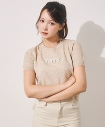 フロントロゴニット半袖トップス