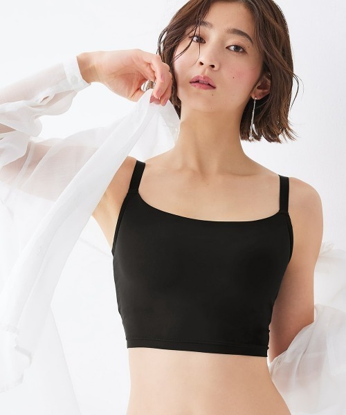nissen(ニッセン)の「すはだにとろけるカップ内蔵ハーフトップ(接触冷感)(トリンプ)(ブラジャー・レディース・ブラック/ピンクベージュ・M/L/LL)」の1枚目の写真