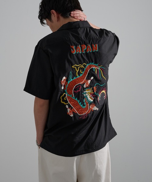 HOUSTON(ヒューストン)の「【HOUSTON】BROAD BOWLING SHIRT(DRAGON BOWL) 41319(シャツ/ブラウス・メンズ・ブラック/オフホワイト・L/M)」の2枚目の写真
