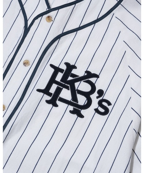 KEBOZ（ケボズ）の「EFG STRIPE BASEBALL JERSEY（シャツ/ブラウス・メンズ・ホワイト/グレー・XL/L/2XL/M/S）」の6枚目の写真