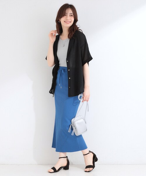 SHOO・LA・RUE(シューラルー)の「【S-LL】大人のシアー感 さっと羽織れる 半袖シャツジャケット(テーラードジャケット・レディース・グレー/ベージュ・04/03/02/01)」の15枚目の写真