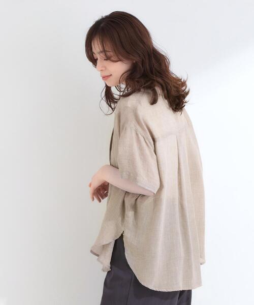 SHOO・LA・RUE(シューラルー)の「【S-LL】大人のシアー感 さっと羽織れる 半袖シャツジャケット(テーラードジャケット・レディース・グレー/ベージュ・04/03/02/01)」の18枚目の写真
