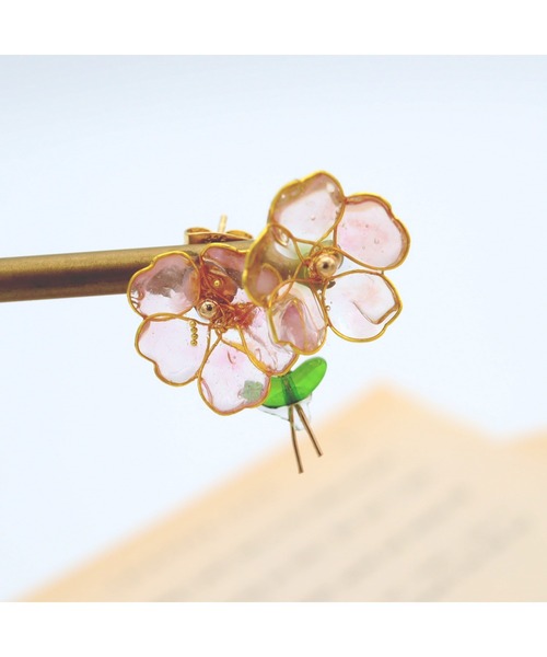 tone（トーン）の「【mimi lapin】にこいちフラワーピアス クリアピンク(MA)（ピアス（両耳用）・レディース・ピンク・FREE）」の5枚目の写真
