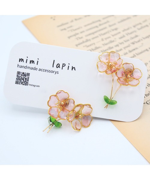 tone（トーン）の「【mimi lapin】にこいちフラワーピアス クリアピンク(MA)（ピアス（両耳用）・レディース・ピンク・FREE）」の3枚目の写真