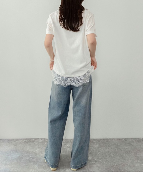 on:nue（オンニュ）の「【on:nue】[着用動画あり！] レースレイヤードドロストTシャツ（Tシャツ/カットソー・レディース・アイボリー/ブラック・FREE）」の21枚目の写真