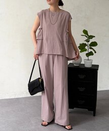 【セットアップ】バックフリルブラウス×パンツ