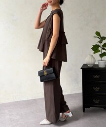 Chez toi | 【セットアップ】バックフリルブラウス×パンツ(ワンピース)