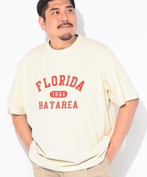 Tシャツ 半袖 メンズ 大きいサイズ 綿麻 プリント リネンミックス クルーネック B&T CLUB (ビーアンドティークラブ)