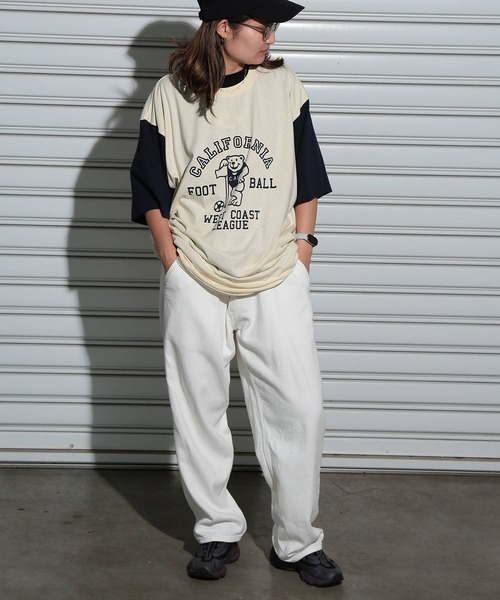 B&T CLUB(ビーティークラブ)の「Tシャツ 半袖 メンズ 大きいサイズ 綿麻 プリント リネンミックス クルーネック B&T CLUB (ビーアンドティークラブ)(Tシャツ/カットソー・メンズ・アイボリー/ワイン/グリーン/ホワイト/ダークグレー/オレンジ/ベージュ/ネイビー・X1(3L~4L)/X2(4L~5L)/X3(6L~7L)/X4(8L~9L))」の11枚目の写真