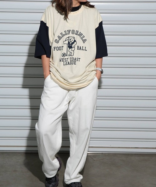 B&T CLUB(ビーティークラブ)の「Tシャツ 半袖 メンズ 大きいサイズ 綿麻 プリント リネンミックス クルーネック B&T CLUB (ビーアンドティークラブ)(Tシャツ/カットソー・メンズ・アイボリー/ワイン/グリーン/ホワイト/ダークグレー/オレンジ/ベージュ/ネイビー・X1(3L~4L)/X2(4L~5L)/X3(6L~7L)/X4(8L~9L))」の14枚目の写真