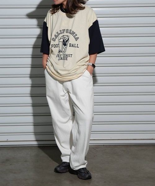 B&T CLUB(ビーティークラブ)の「Tシャツ 半袖 メンズ 大きいサイズ 綿麻 プリント リネンミックス クルーネック B&T CLUB (ビーアンドティークラブ)(Tシャツ/カットソー・メンズ・アイボリー/ワイン/グリーン/ホワイト/ダークグレー/オレンジ/ベージュ/ネイビー・X1(3L~4L)/X2(4L~5L)/X3(6L~7L)/X4(8L~9L))」の15枚目の写真