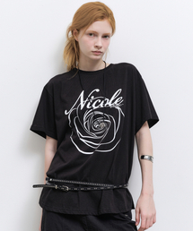 NICOLE ROSE SLEEVE TOP_BLACK WHITE