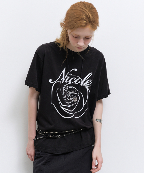 NICK&NICOLE（ニックアンドニコール）の「NICOLE ROSE SLEEVE TOP_BLACK WHITE（Tシャツ/カットソー・レディース・その他・MEDIUM/LARGE）」の2枚目の写真