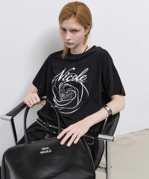 NICK&NICOLE（ニックアンドニコール）の「NICOLE ROSE SLEEVE TOP_BLACK WHITE（Tシャツ/カットソー・レディース・その他・MEDIUM/LARGE）」の3枚目の写真