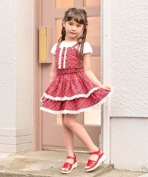 mezzo piano（メゾピアノ）の「チェックティアード　スカート（スカート・キッズ・レッド/グリーン・140cm/130cm/100cm/110cm/120cm）」の13枚目の写真