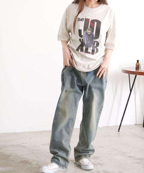 SILVER BULLET(シルバーバレット)の「『SILVER BULLET SELECT AP/シルバーバレットセレクト』JOKER/ジョーカーUSED LIKE TEE(Tシャツ/カットソー・レディース・スミクロ/アイボリー・LL/L/M)」の3枚目の写真