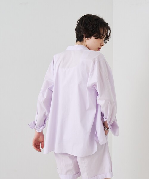 Rouge vif(ルージュヴィフ)の「【セットアップ対応】コットン胸ポケット付きシャツ(シャツ/ブラウス・レディース・ブラウン/ラベンダー・フリー)」の9枚目の写真